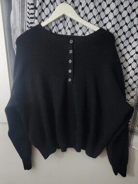 Women's Plus size Two-Tone Henley Sweater 2X - Black - Like new!